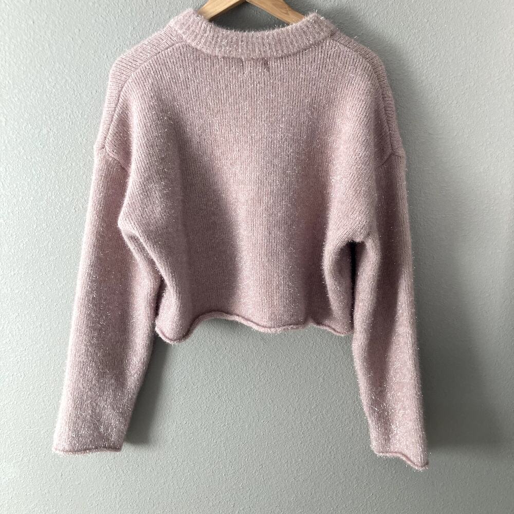 H&M NEW Glittery Cropped Sweater - Pink - Medium - Picture 8 of 9